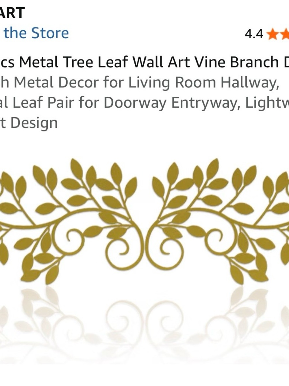 Metal Tree Leaf Wall Art Vine Branch Decorative Accent in Gold
